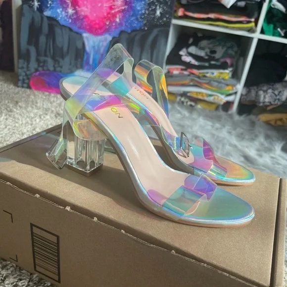 Iridescent Strap Heels - Picture 2 of 8